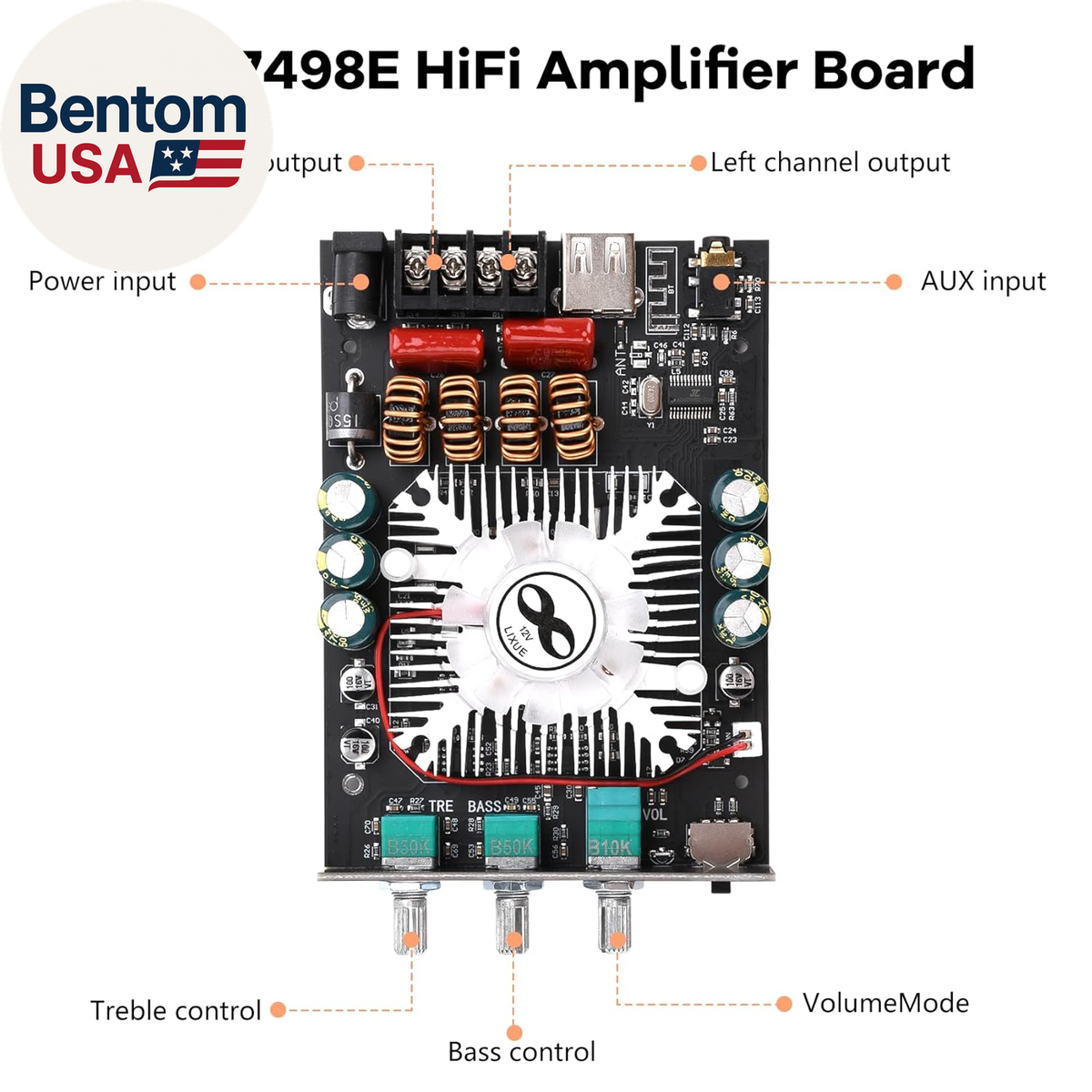 ZK-1602T Bluetooth Amplifier Board,160W+160W 2.0 Channel Amp Board