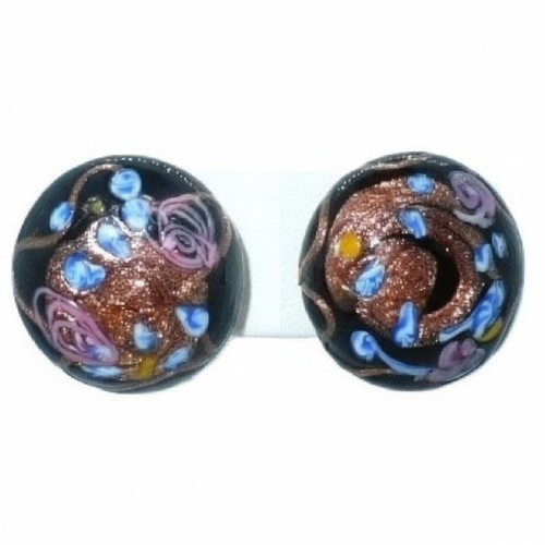 1950s Black Murano Glass Earrings - Screwback