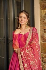 New Launching Pink Pure Cosmos Top Palazzo With Designer Dupatta For Reception