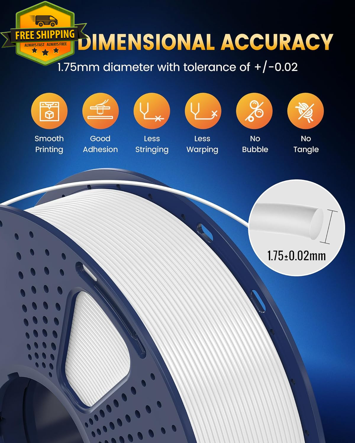 PLA+2.0 3D Printer Filament Bundle, Multicolor PLA+ Filament 1.75mm