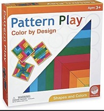 Pattern Play Color By Design MindWare Wooden Puzzle Set Blocks Cards School Kids