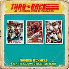 THROBACK custom Football Cards Oklahoma Sooner RB Set Sims Pruitt Dupree 1980s