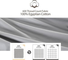 1 PCS King Size Fitted Sheet 100 Egyptian Cotton 600 TC 16 Inch Deep Gray