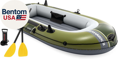 Seahawk Inflatable Boat Series: Includes Boat Oars and High-Output Pump - Fishin