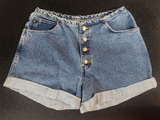 Vtg. Gitano Jeanswear Button Fly Denim Shorts High Rise Cuffed sz14/33.5  Waist