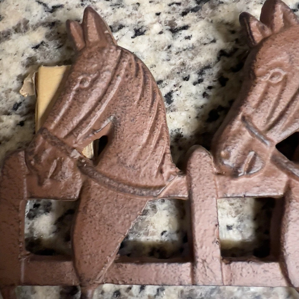 Rustic cast iron horse head wall hanging hooks keys coatrack cowboy - Image 2 of 4