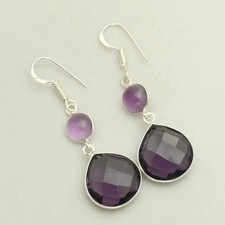 Amethyst Gemstone Handmade Drop Dangle Earrings Jewelry For Women 1.8