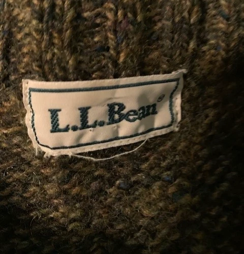 L.L. Bean Sweater Mens Large Green Wool Blend Chunky Knit Fisherman Pullover - Image 4 of 4