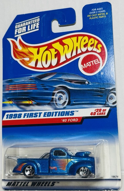 HOT WHEELS '40 Ford, 1998 First Editions #20  #654, Dk. Blue T