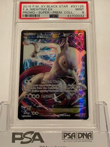 2016 P.M. XY Black Star Promo # XY125 FA/ MEWTWO EX SUPER PREM. COLL. PSA 9 MINT