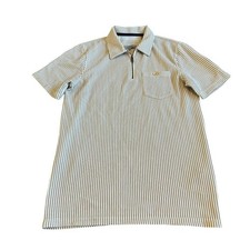 Ted Baker 1/4 Zip Short Sleeve Polo Shirt Stripe Print Comfort Size 1 Small Mens