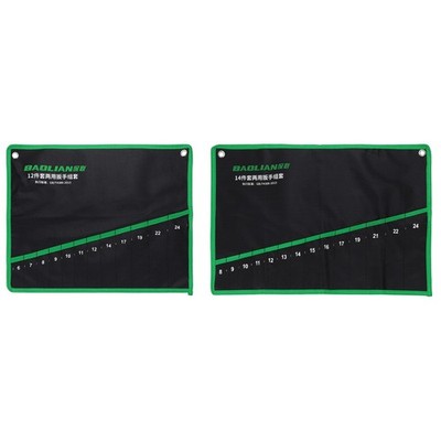 12+14-Pockets Wrench Roll Up Pockets 6-24mm/8-24mm mm Wrench Tool Roll Bag