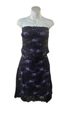 Vintage Cache Y2K Black Lace Purple Lined 2 Pc Skirt Set Goth Clubwear Sz L NWT