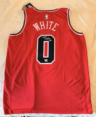 Nike Signed Coby White #0 Chicago Bulls Red Swingman Jersey Size - Large