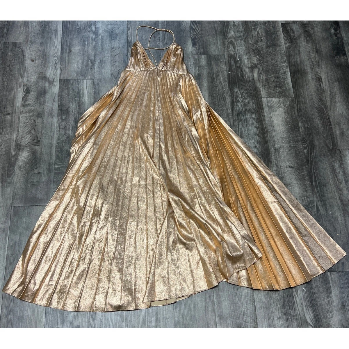 acler gold pleated dress Acler Women's Anslow Maxi Dress - Natural