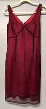 90s Y2K Express World Brand Mini Dress Babydoll Fairycore Black/Red Mesh 5/6