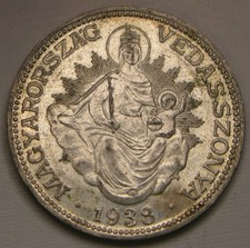 HUNGARY 2 Pengo 1938 BP - Silver 0.64 - Miklos Horthy - XF - 3930 *