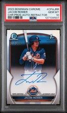 2023 BOWMAN CHROME PRSPCT AUTOS REFRACTOR JACOB REIMER 311/499 PSA 10 AUTO