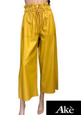 PANTALONI DONNA ECOPELLE -AKE'- tasche sul davanti-elastico in vita-SALDI -30%