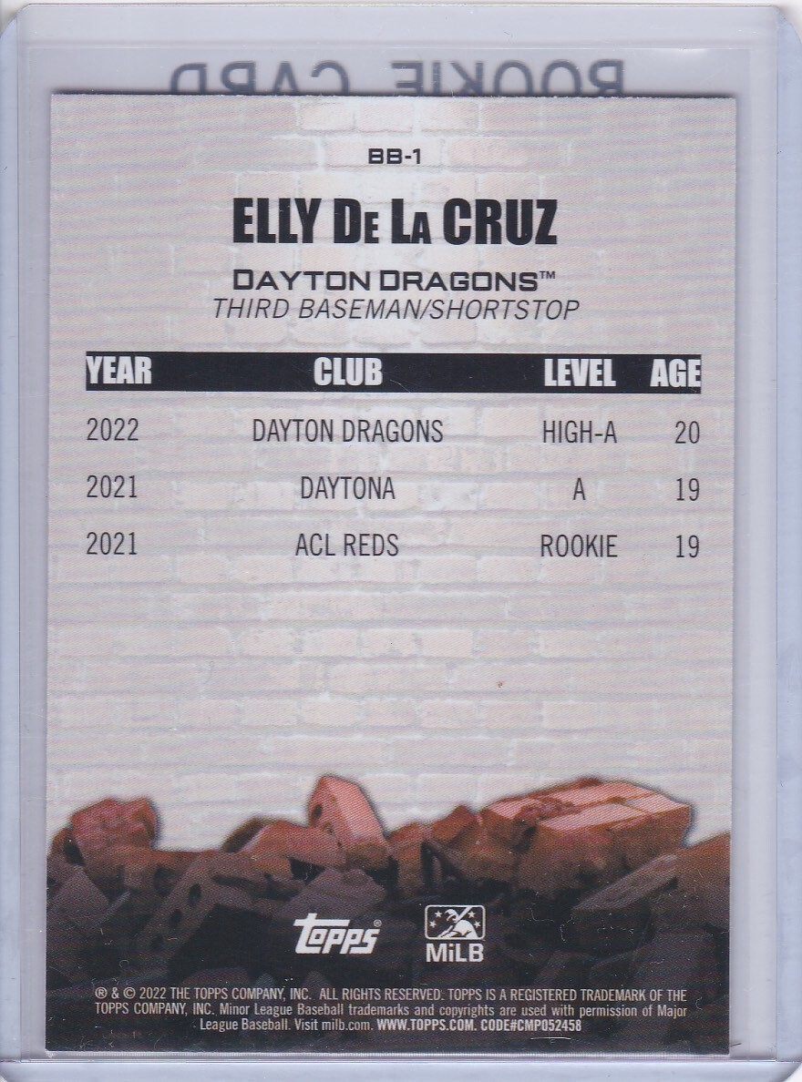 ELLY DE LA CRUZ ROOKIE CARD 2022 Topps Baseball DAYTON DRAGON