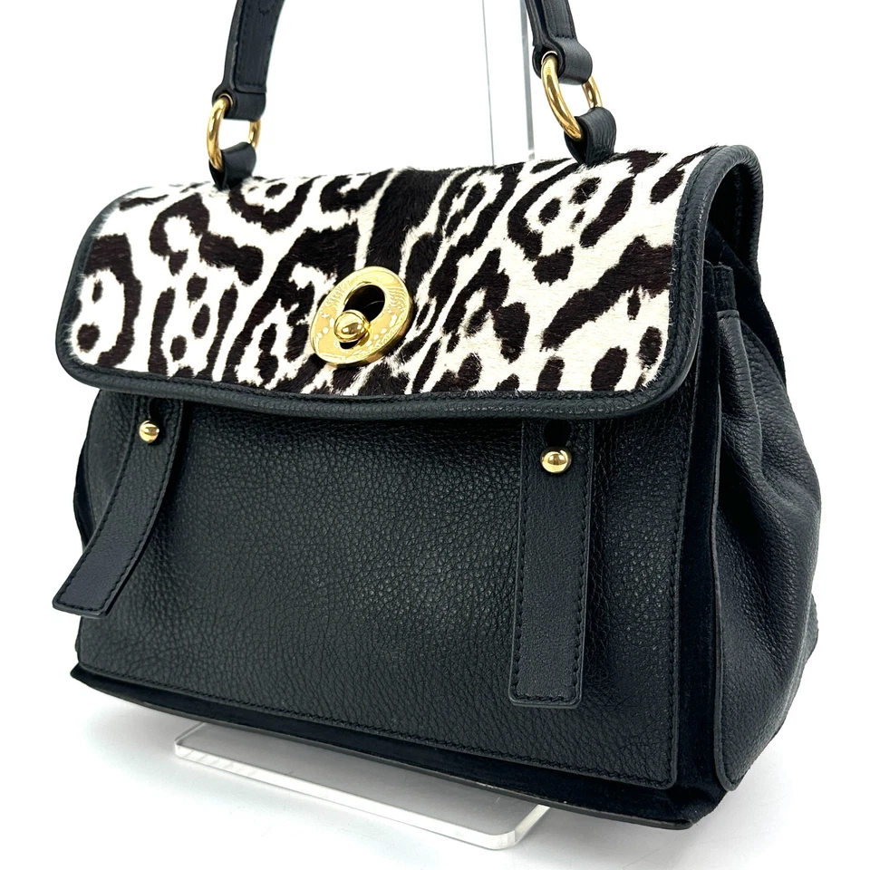 YSL Bolso de Hombro Yves Saint Laurent Bolso de Mano Leopardo Auténtico 195T0159 Foto 2 de 4