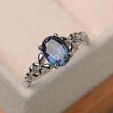 Elegant Women 925 Silver Filled Jewelry Oval Cubic Zircon Wedding Ring Sz 6-10