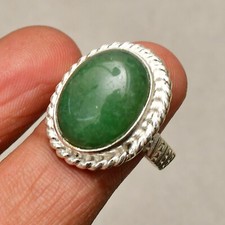 Green Aventurine Gemstone 925 Sterling Silver Jewelry Ring Size 7.5