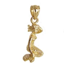 New 14k Yellow Gold Mermaid Pendant