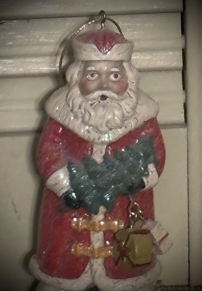 Old World Father Christmas At Home America Santa Claus Mica Sparkle Ornament - Image 2 of 4