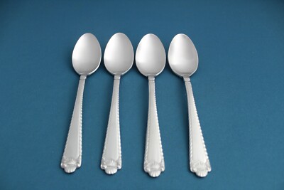 Wallace FRENCH SHELL Teaspoons (Set of 4) 18/8 Stainless Rope Front Japan 6''