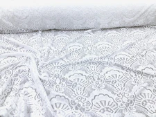 Embroidered Stretch Lace Apparel Fabric Sheer White Damask OO47