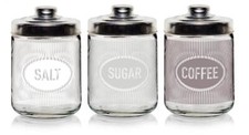 Set 3 Barattoli da Cucina in Vetro Sale Zucchero Caffè Dune 800 cc