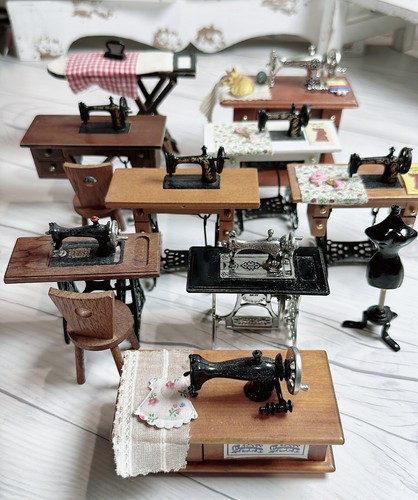 Miniatures Dollhouse 1:12 SEWING MACHINES, SEWING BOX, IRON BOARD ...