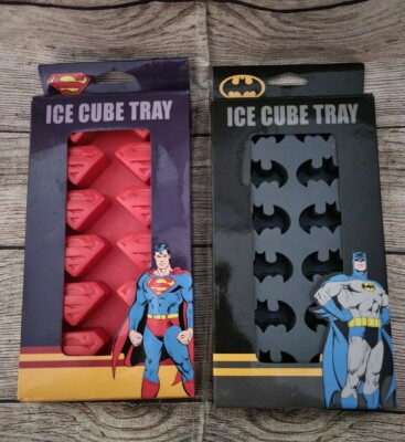 DC Comics Batman & Superman  Silicone Ice Cube Tray Mold Superheroes Crafts NEW