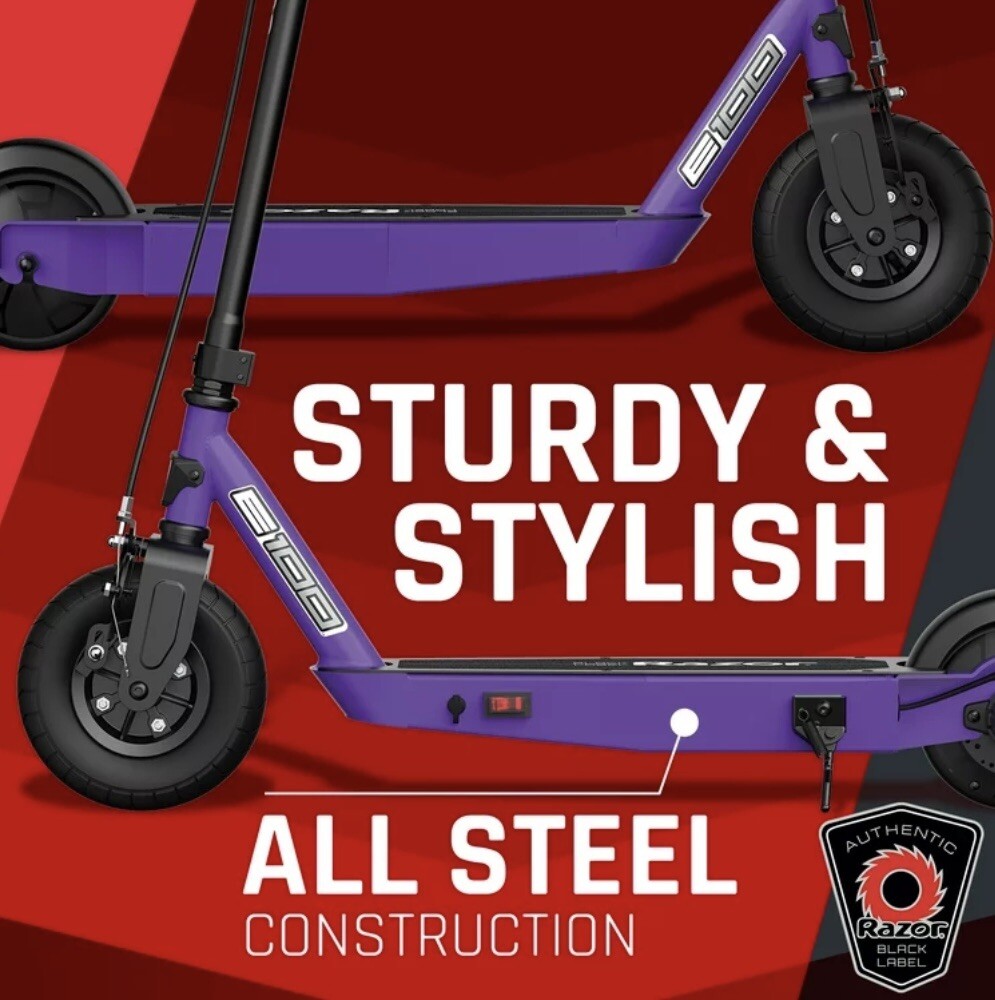 Razor Black Label E100 90W Kick Electric Scooter - Purple