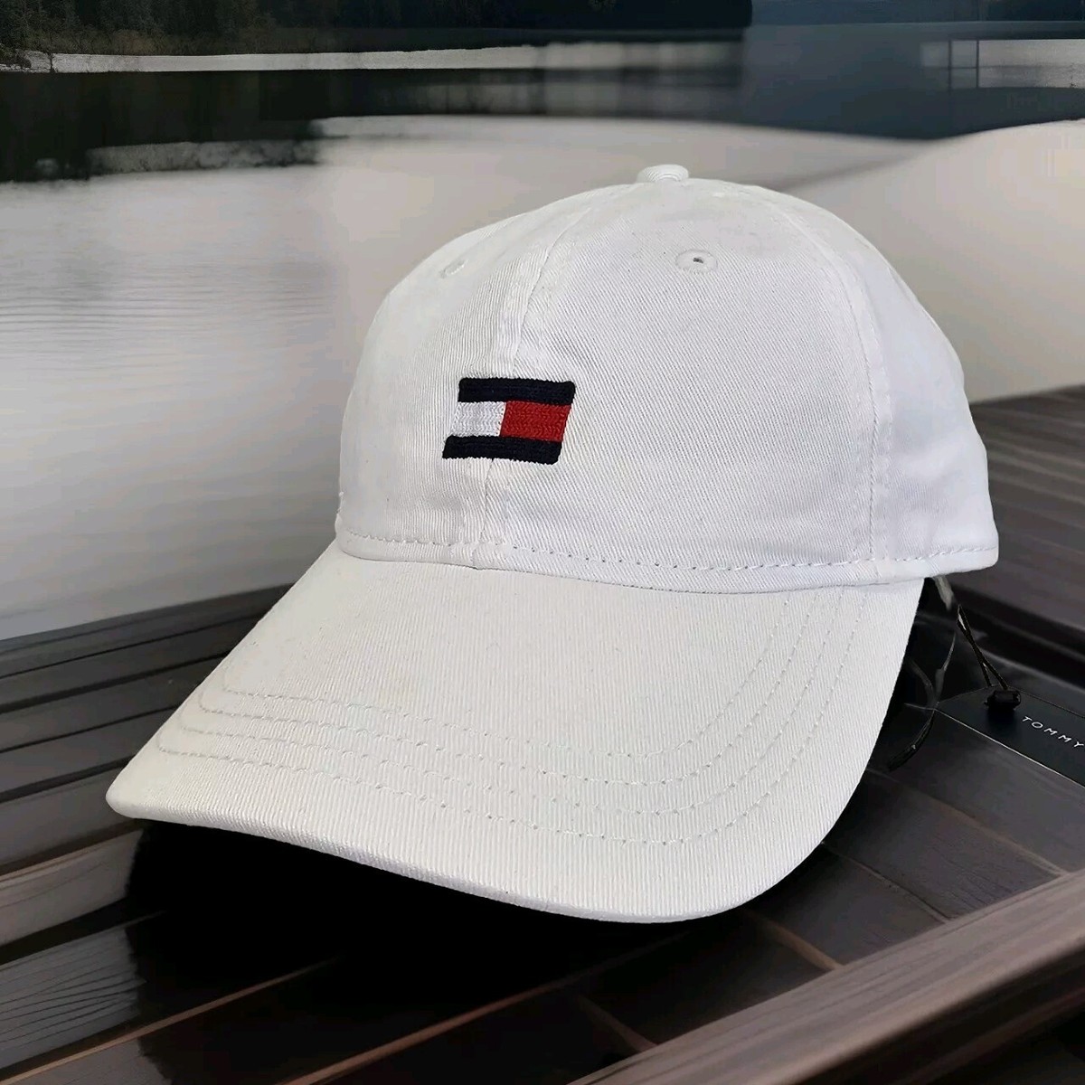 Tommy Hilfiger Hat Classic White Adjustable One Size Cotton 