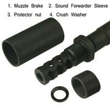 Steel 1/2X28 TPI Muzzle Brake For .22LR .223 5.56 5.7X28 With 3/4X16 TPI Sleeve