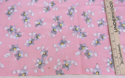 Vintage Futtersack Stoff/Quilt/Material rosa mit grauen & gelben Blumen 39,5 x 36,5 - Bild 5 von 6