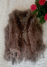Damen Fell Weste Echtpelz echtfell braun S/M