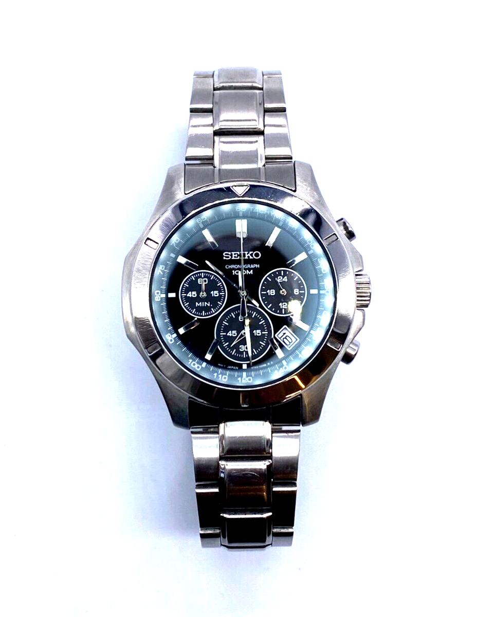 Seiko Chronograph Stainless Steel Black dial Watch Model