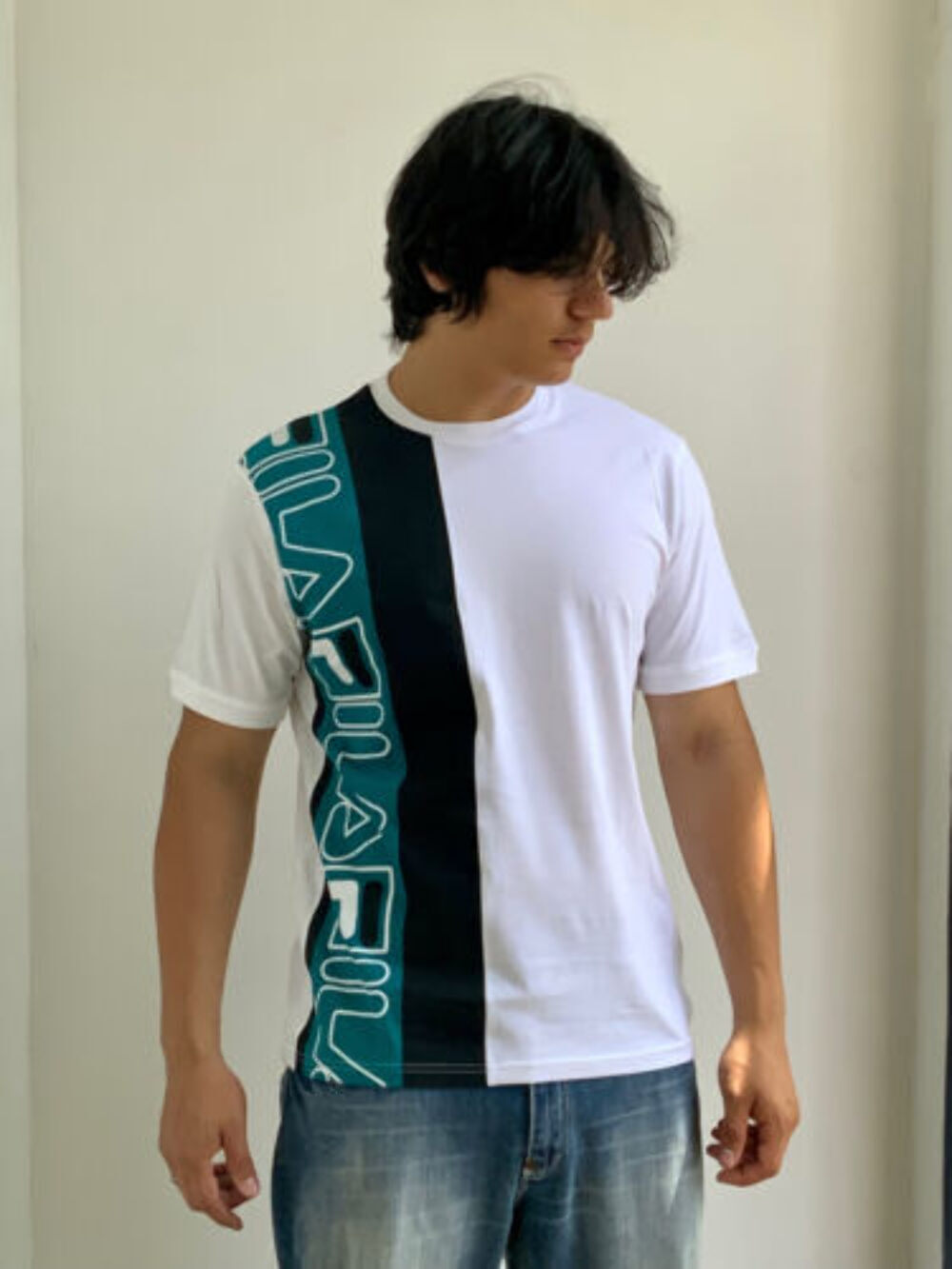 T shirt uomo Fila bianca nera maniche corte verde acqua nuova con etichette