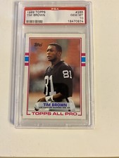 1989 TOPPS #265 TIM BROWN RC HOF RAIDERS PSA 10 🔥