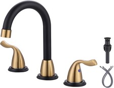 Widespread 3 Hole Bathroom Faucet, 8 Inch, 2 Handle Black Gold