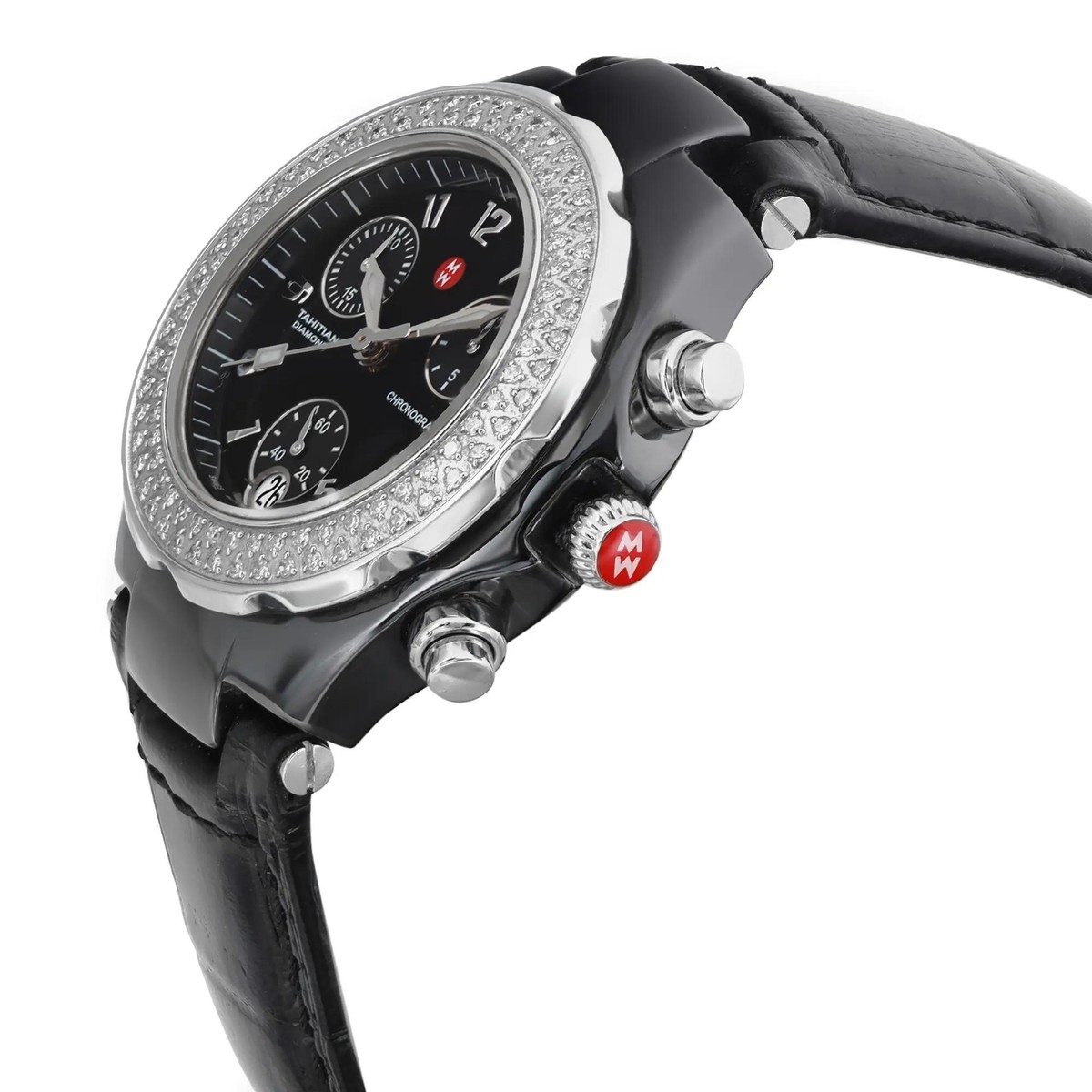 Michele Tahitian 35mm Ceramic Black Diamond Ladies Watch  display picture 1