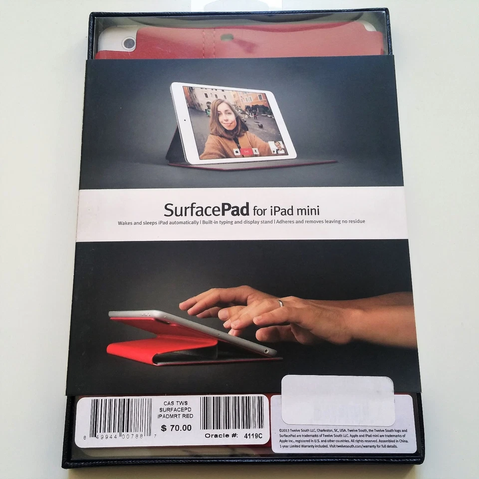 Twelve South SurfacePad Ultra Slim Luxury Leather Cover iPAD Mini Red BRAND NEW - Image 3 of 4