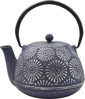 Ja by Frieling, Hani Blue/Silver Cast Iron Teapot with Stainless Steel Infuser, 