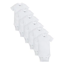 Wonder Nation Baby Unisex 6-Pack White Short Sleeve Bodysuit Size Newborn