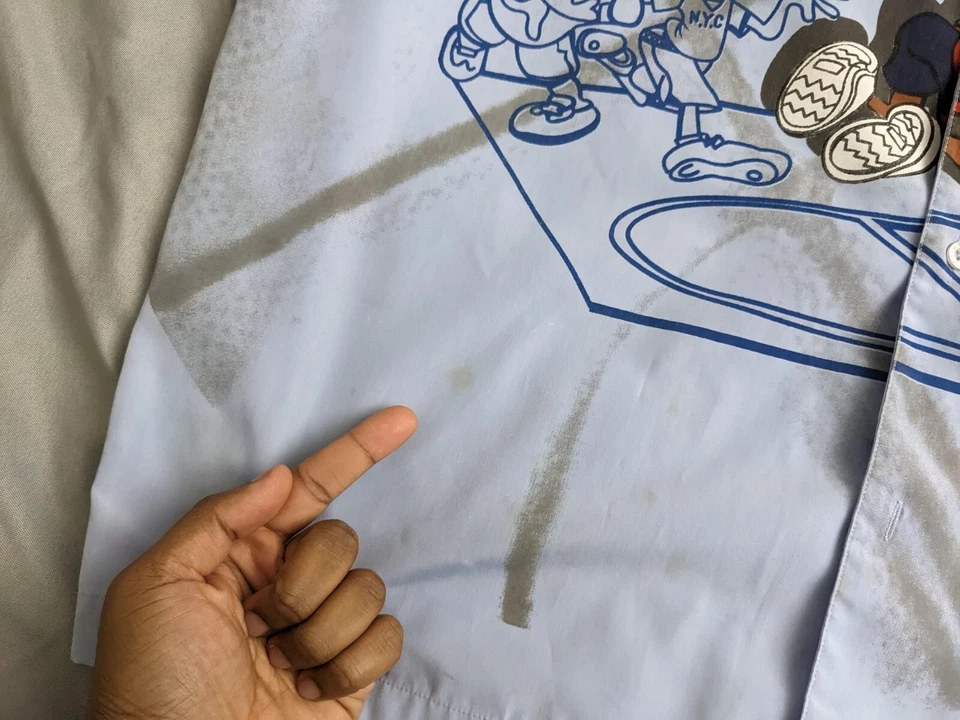 Vintage Raw Blue Shirt Blue Button Up Y2K 90s Basketball Mens Size 3XL - Image 2 of 4