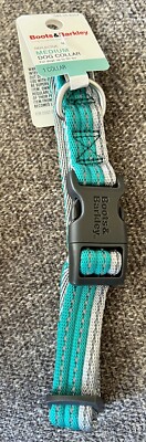 Boots & Barkley Reflective Two Tone Grey & Teal Dog Collar w/D Ring Size M B345