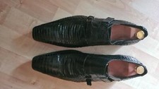 BIAGOTTI UOMO edle Halbschuhe Schlangen od.Krokodil-Leder Gr.45 schwarz Sommer